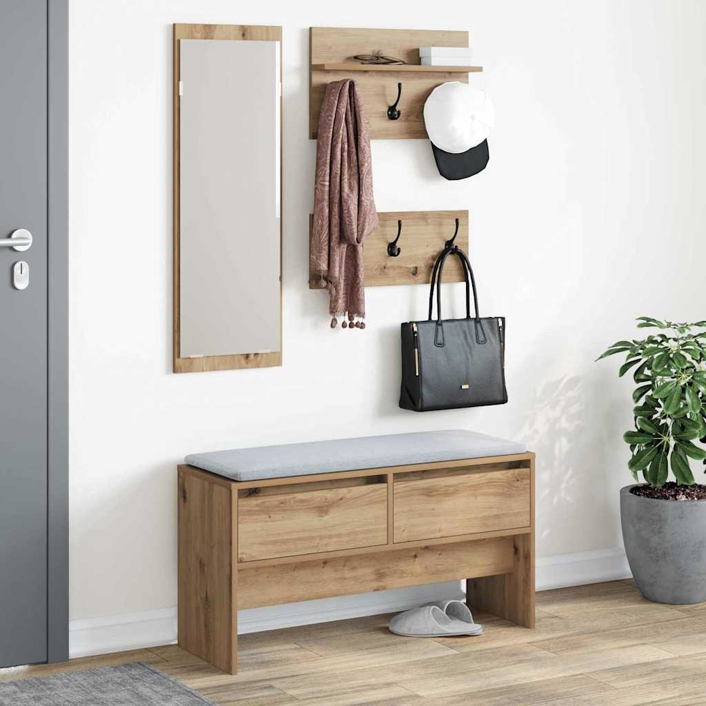 vidaXL Flurmöbel-Set mit Regal 4 pcs Kunsthandwerk Eiche Holzwerkstoff