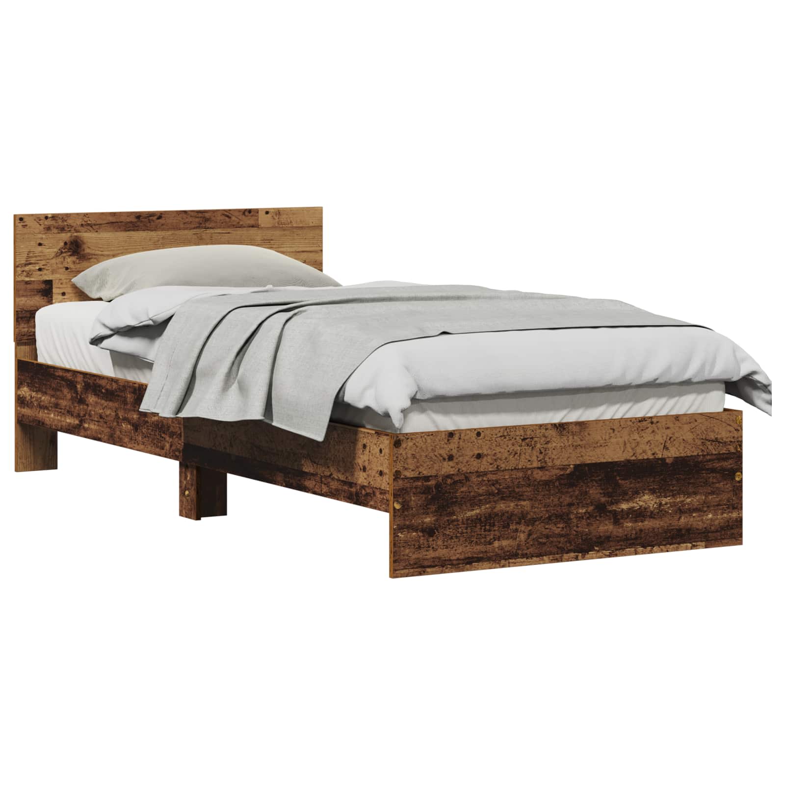 vidaXL Bettrahmen mit Kopfteil Altholz 90 x 200 cm Holzwerkstoff
