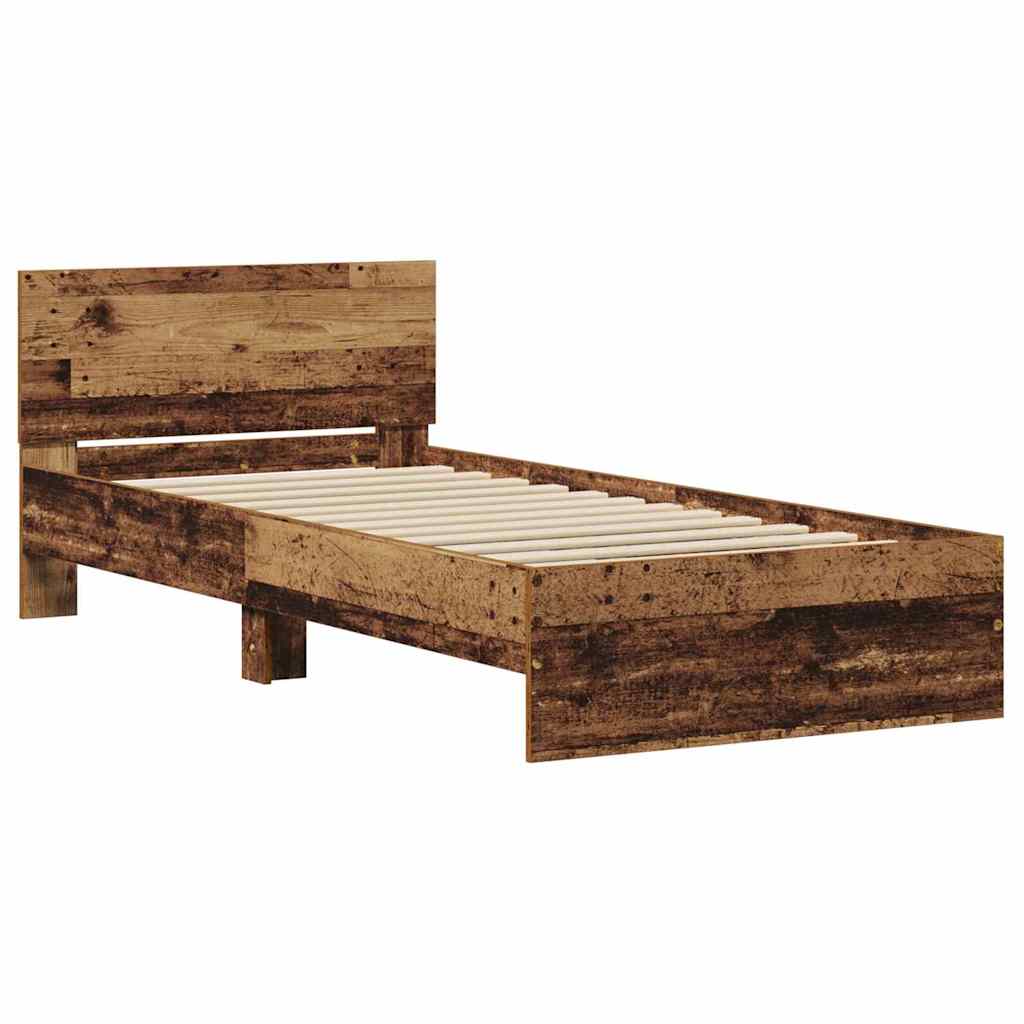 vidaXL Bettrahmen mit Kopfteil Altholz 90 x 200 cm Holzwerkstoff