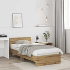 vidaXL Bettrahmen mit Kopfteil Artisan-Eiche 90 x 200 cm Holzwerkstoff