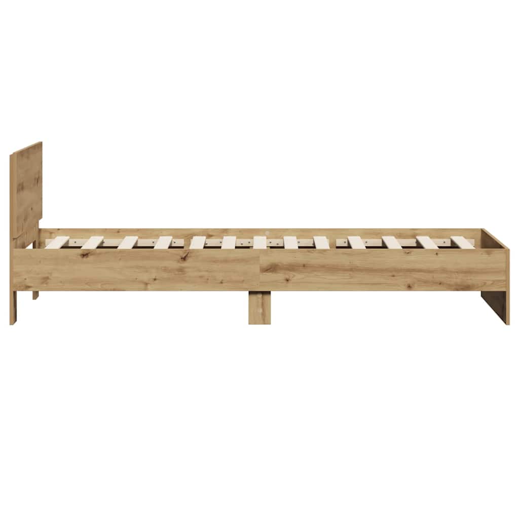 vidaXL Bettrahmen mit Kopfteil Artisan-Eiche 90 x 200 cm Holzwerkstoff