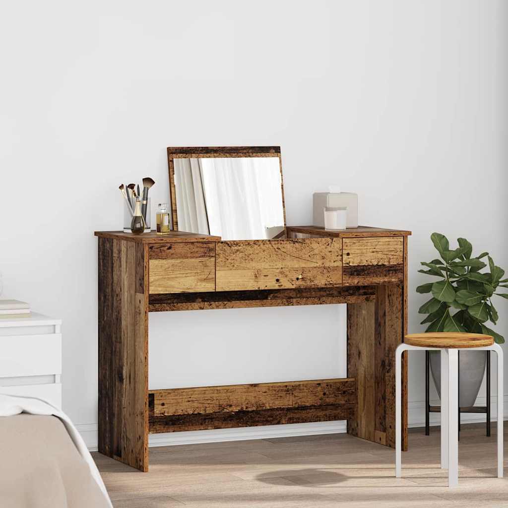 vidaXL Kosmetiktisch mit Schubladen Altholz 100 x 45 x 76 cm