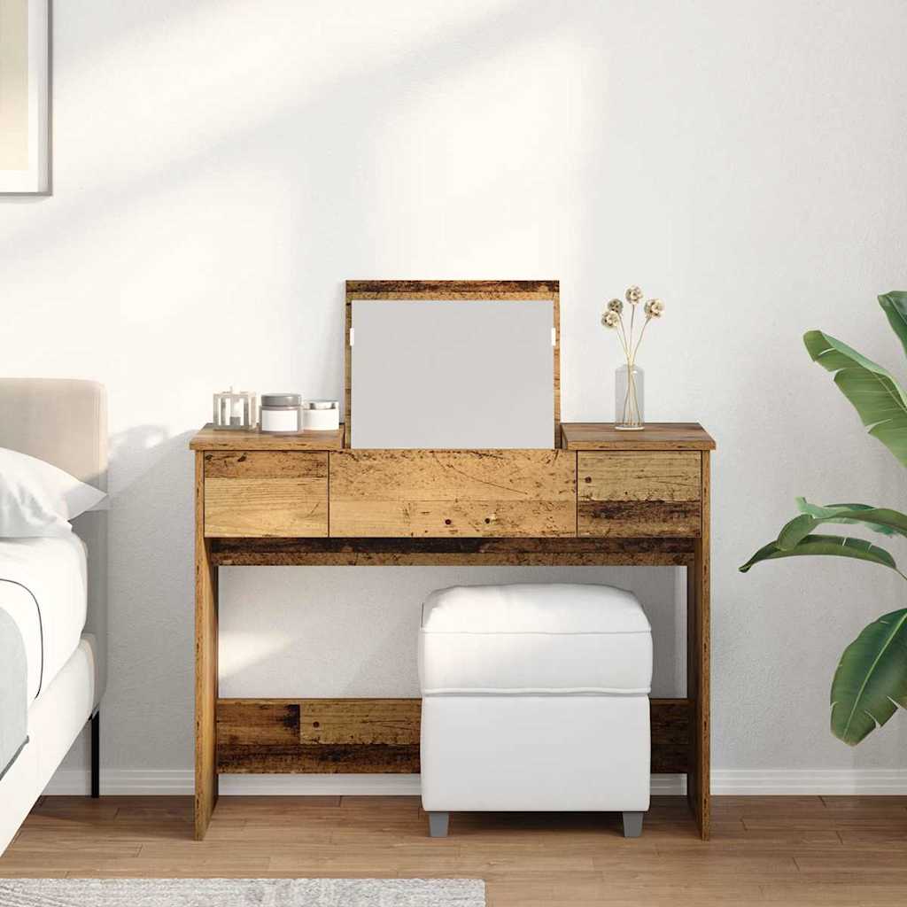 vidaXL Kosmetiktisch mit Schubladen Altholz 100 x 45 x 76 cm
