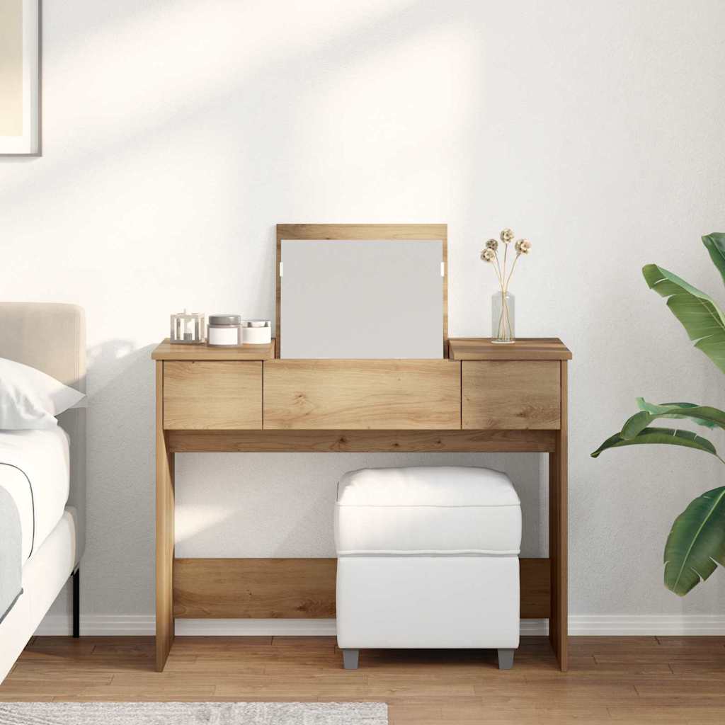 vidaXL Kosmetiktisch mit Schubladen Artisan-Eiche 100 x 45 x 76 cm