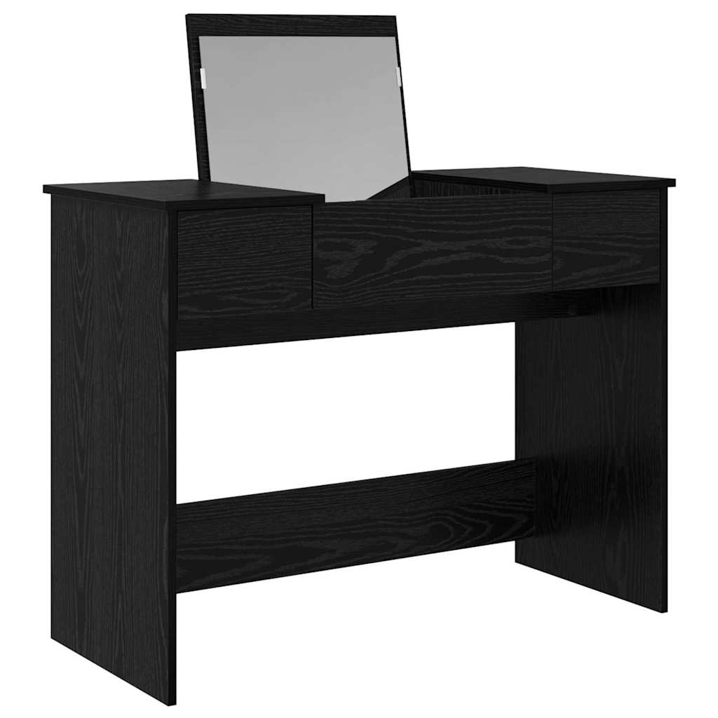 vidaXL Kosmetiktisch mit Spiegel Schwarz Eichen-Optik 100 x 45 x 76 cm