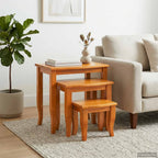 vidaXL Nestende Beistelltische 3 pcs Natur Massives Mahagoni Holz