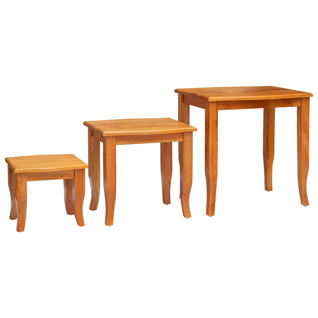 vidaXL Nestende Beistelltische 3 pcs Natur Massives Mahagoni Holz
