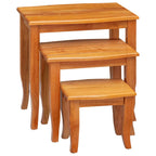 vidaXL Nestende Beistelltische 3 pcs Natur Massives Mahagoni Holz