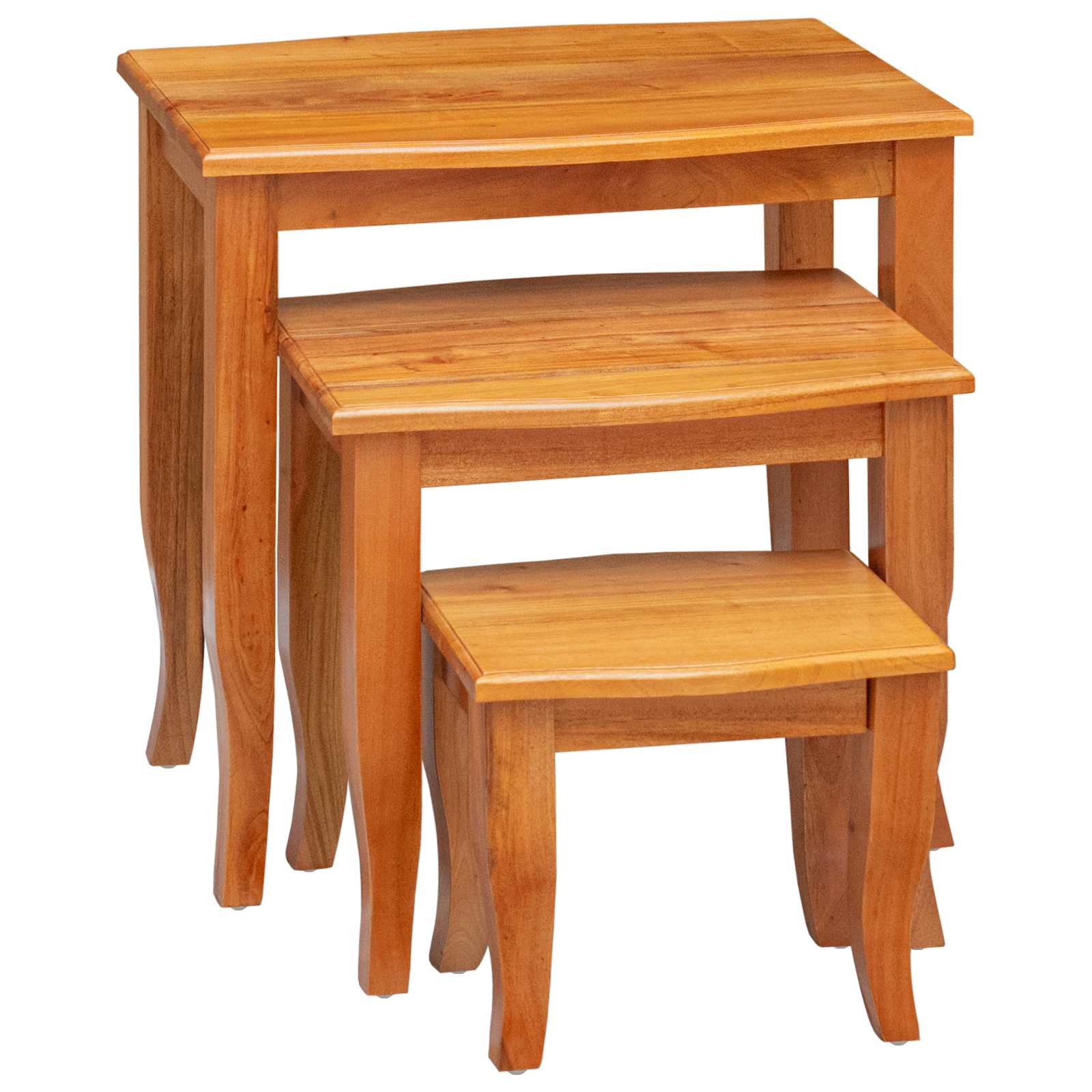 vidaXL Nestende Beistelltische 3 pcs Natur Massives Mahagoni Holz