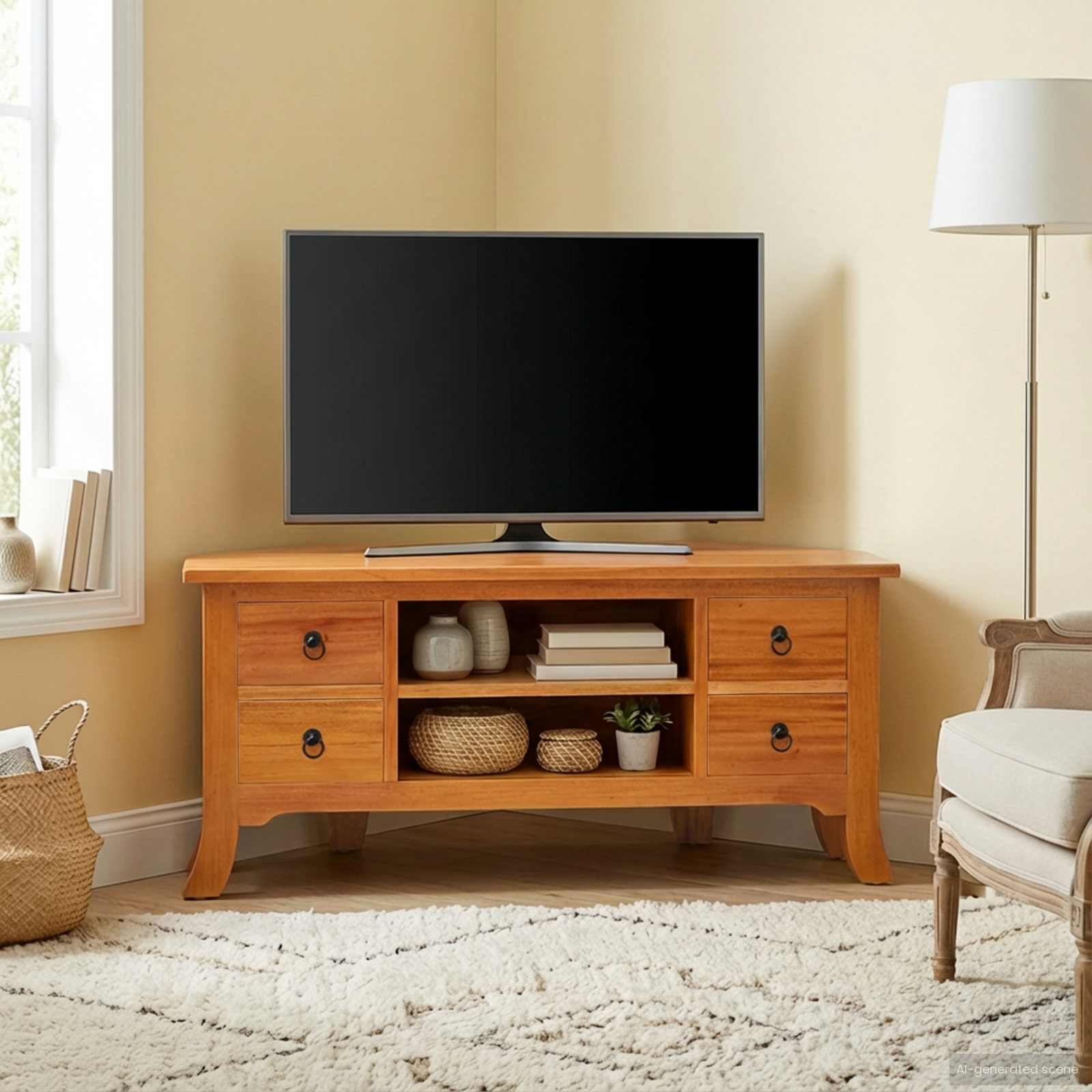 vidaXL TV-Schränk Natur 100 x 40,5 x 46 cm Massives Mahagoni Holz