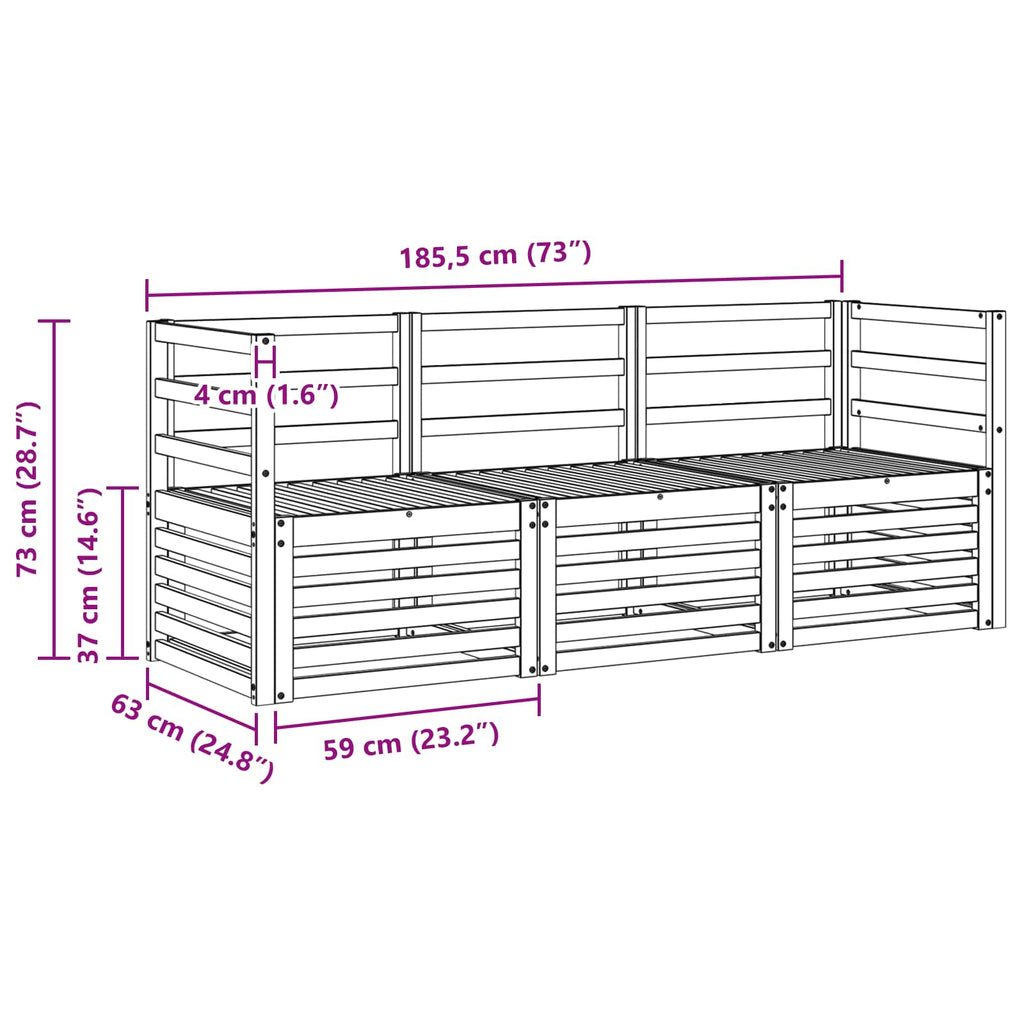 vidaXL Sofagarnituren 3 pcs Natur Massivholz Akazie
