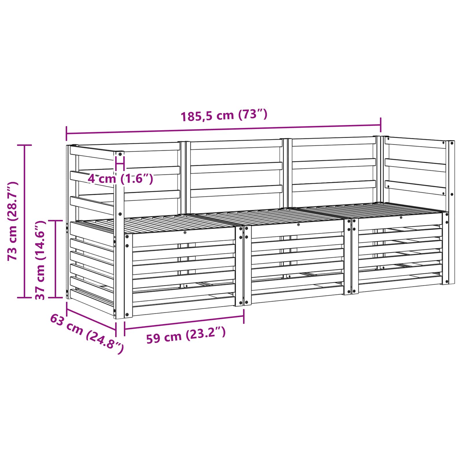 vidaXL Sofagarnituren 3 pcs Natur Massivholz Akazie