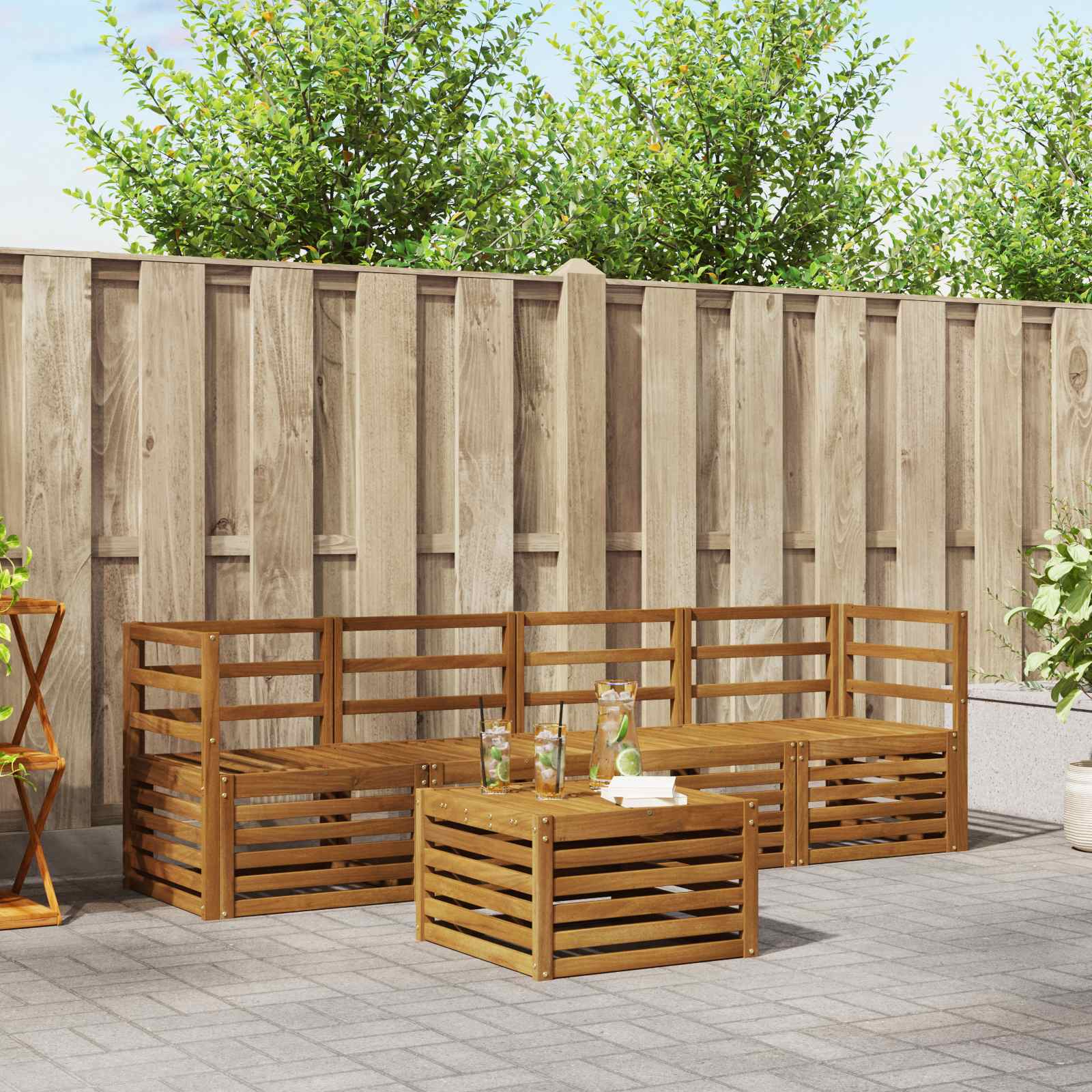 vidaXL Sofagarnituren 5 pcs Natur Massivholz Akazie