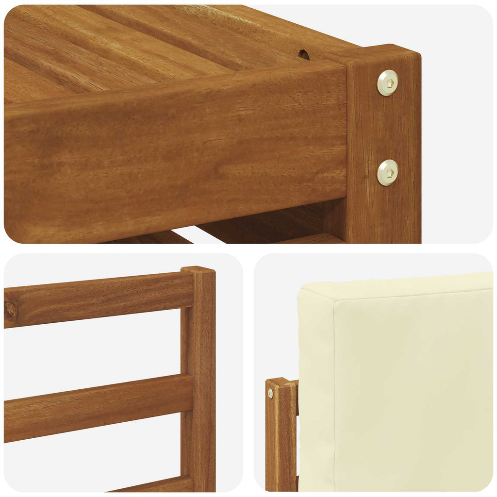 vidaXL Outdoor-Sofagarnitur 5 pcs Natur und Creme Massivholz Akazie