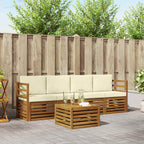vidaXL Outdoor-Sofagarnitur 5 pcs Natur und Creme Massivholz Akazie