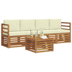 vidaXL Outdoor-Sofagarnitur 5 pcs Natur und Creme Massivholz Akazie