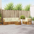 vidaXL Outdoor-Sofagarnitur 7 pcs Natur und Creme Massivholz Akazie
