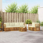 vidaXL Outdoor-Sofagarnitur 7 pcs Natur und Creme Massivholz Akazie