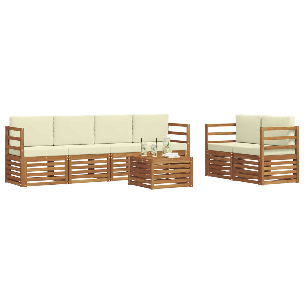 vidaXL Outdoor-Sofagarnitur 7 pcs Natur und Creme Massivholz Akazie
