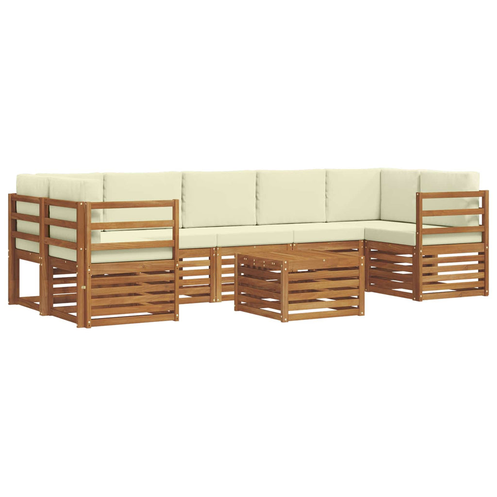 vidaXL Outdoor-Sofagarnitur 8 pcs Natur und Creme Massivholz Akazie