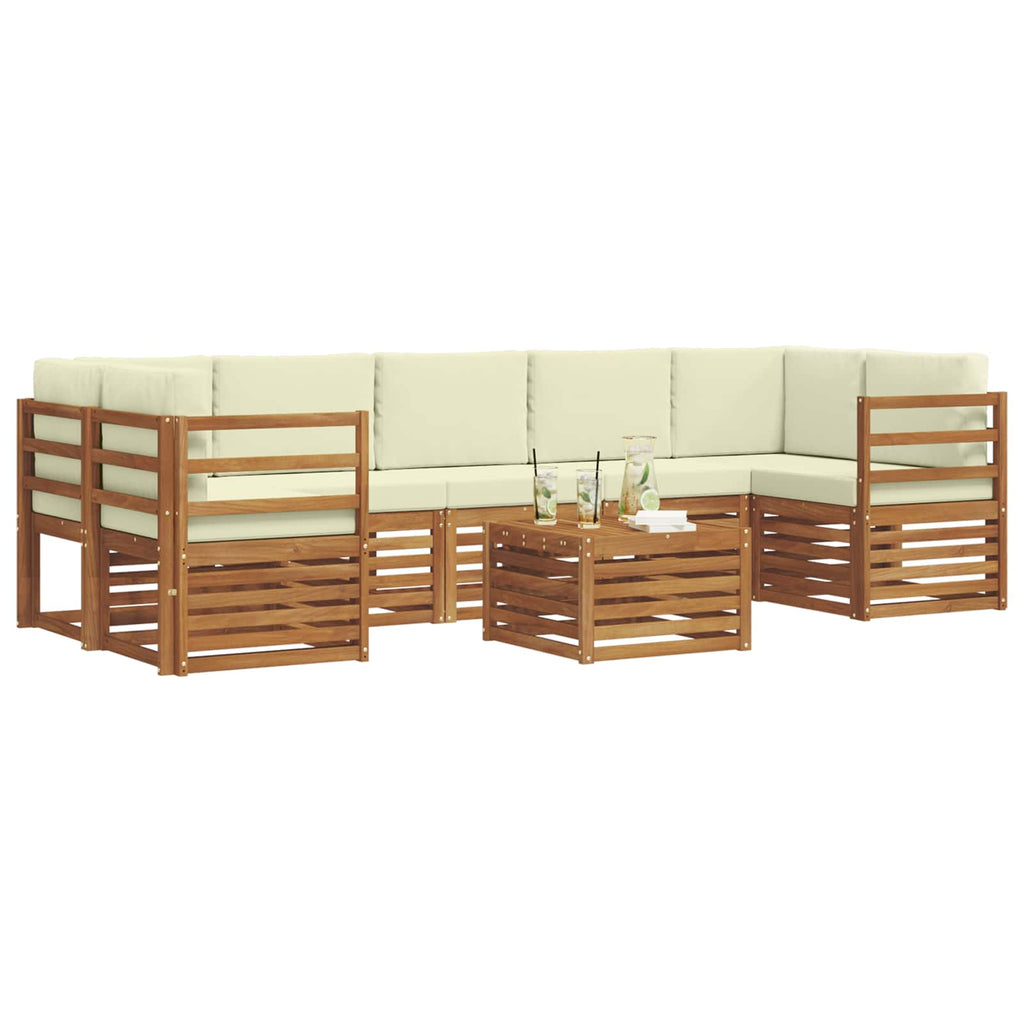 vidaXL Outdoor-Sofagarnitur 8 pcs Natur und Creme Massivholz Akazie