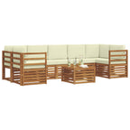 vidaXL Outdoor-Sofagarnitur 8 pcs Natur und Creme Massivholz Akazie