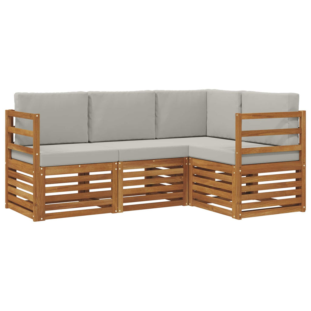 vidaXL Sofagarnituren 4 pcs Natürlich und Hellgrau Massivholz Akazie
