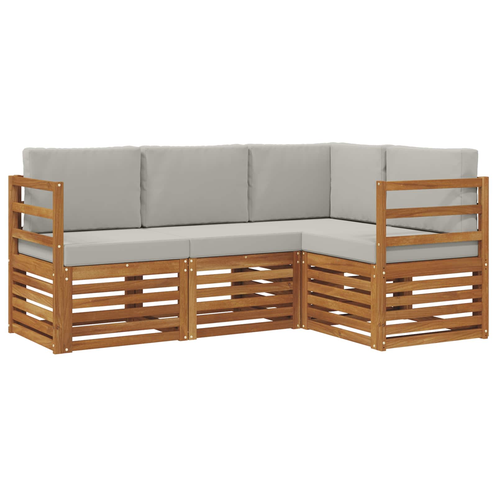 vidaXL Sofagarnituren 4 pcs Natürlich und Hellgrau Massivholz Akazie