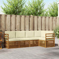 vidaXL Ecksofa Set mit Kissen 5 pcs Natur und Creme Massivholz Akazie