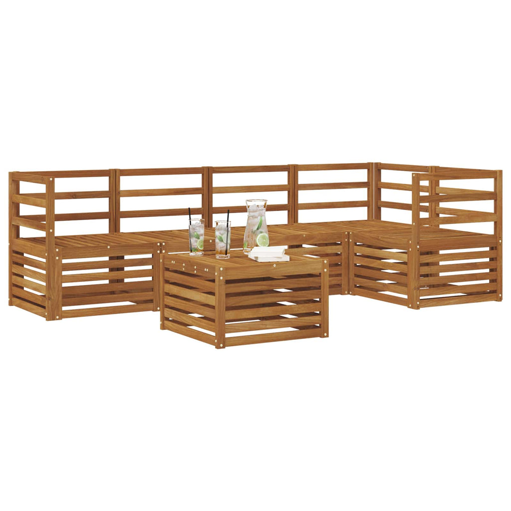 vidaXL Ecksofa Set 6 pcs Natur Massivholz Akazie