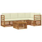 vidaXL Ecksofa Set mit Kissen 6 pcs Natur und Creme Massivholz Akazie