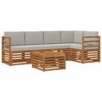 vidaXL Ecksofa Set 6 pcs Natürlich und Hellgrau Massivholz Akazie