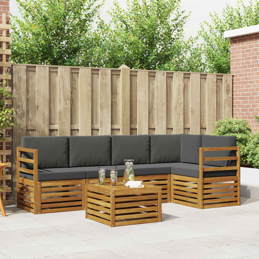 vidaXL Ecksofa Set 6 pcs Natur und Anthrazit Massivholz Akazie