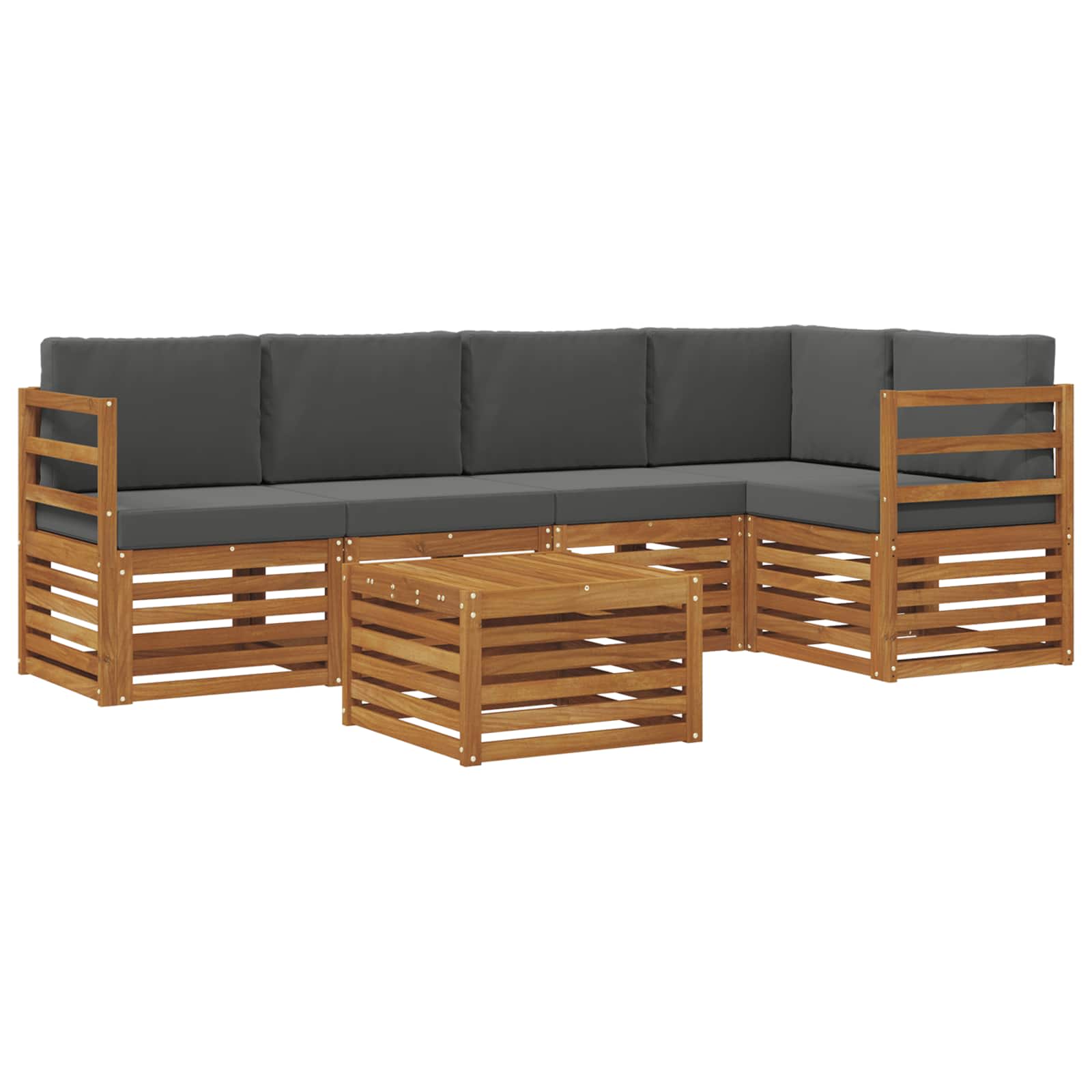 vidaXL Ecksofa Set 6 pcs Natur und Anthrazit Massivholz Akazie