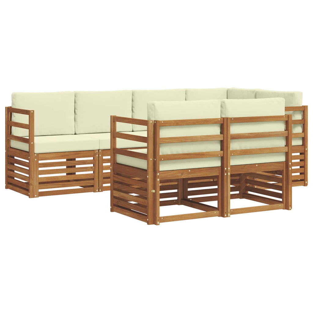 vidaXL Ecksofa Set mit Kissen 7 pcs Natur und Creme