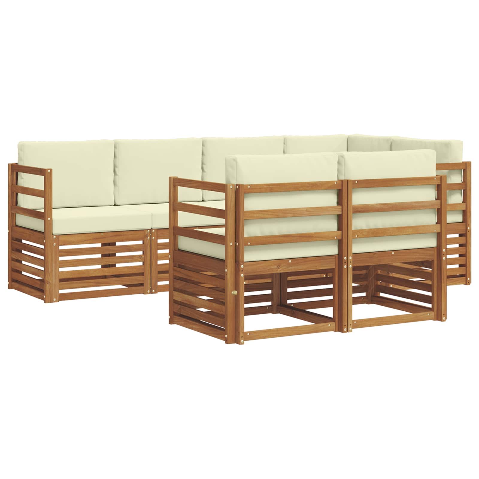 vidaXL Ecksofa Set mit Kissen 7 pcs Natur und Creme