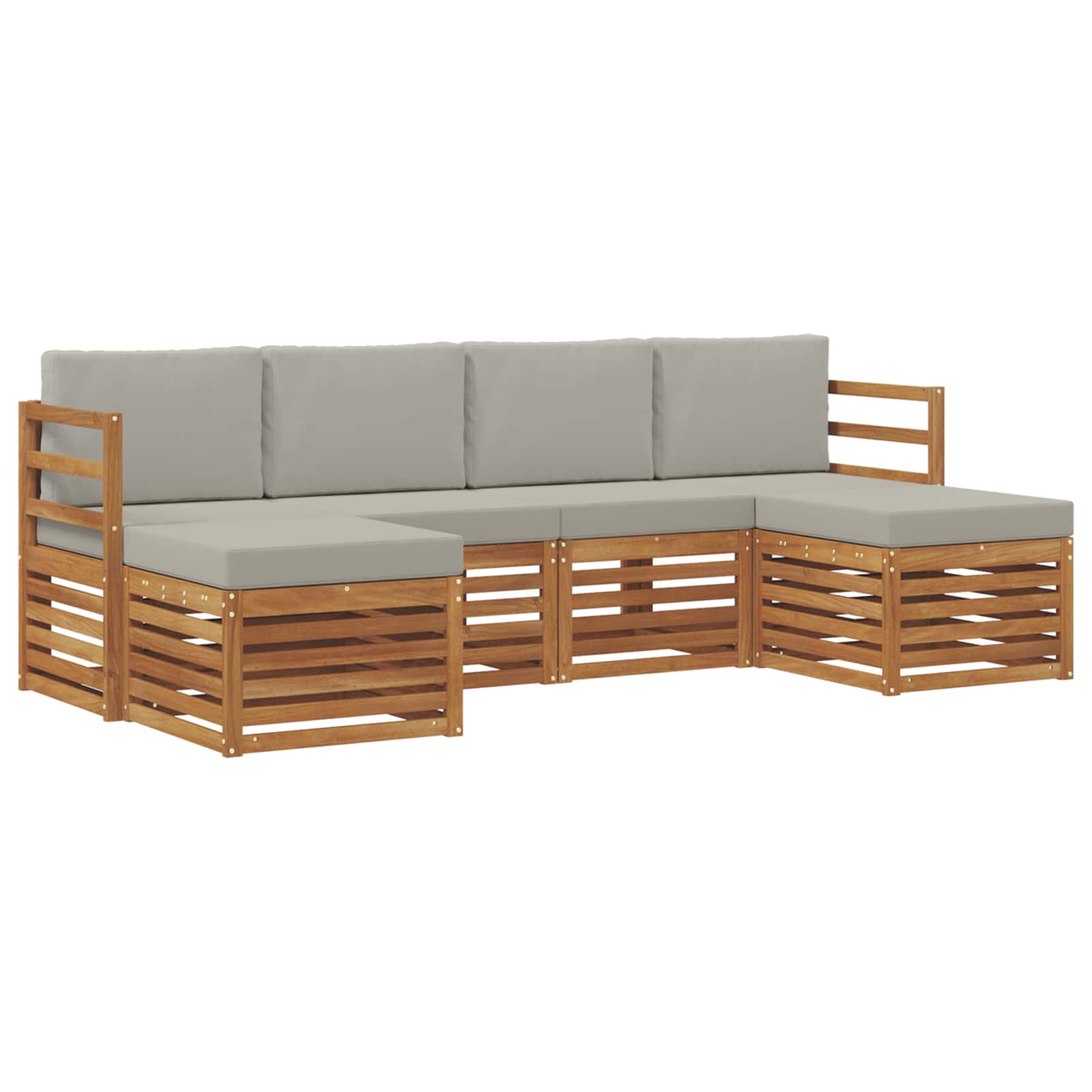 vidaXL Sofagarnituren 6 pcs Natürlich und Hellgrau Massivholz Akazie