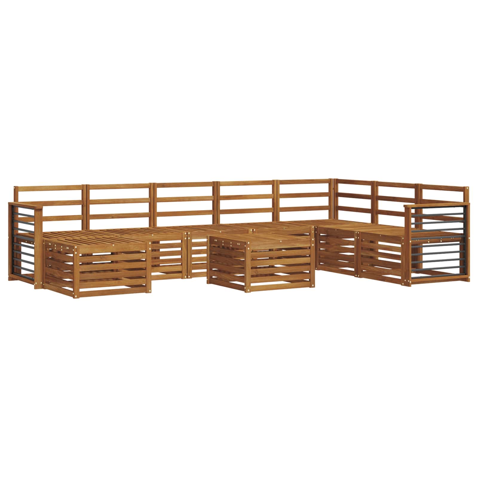 vidaXL Ecksofa Set 9 pcs Natur Massivholz Akazie