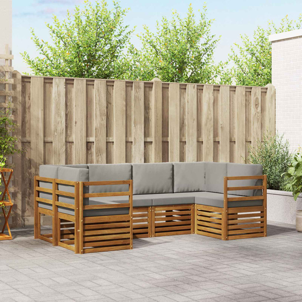 vidaXL Ecksofa Set mit Kissen 6 pcs Natürlich und Hellgrau