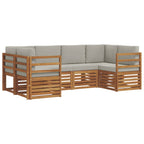 vidaXL Ecksofa Set mit Kissen 6 pcs Natürlich und Hellgrau
