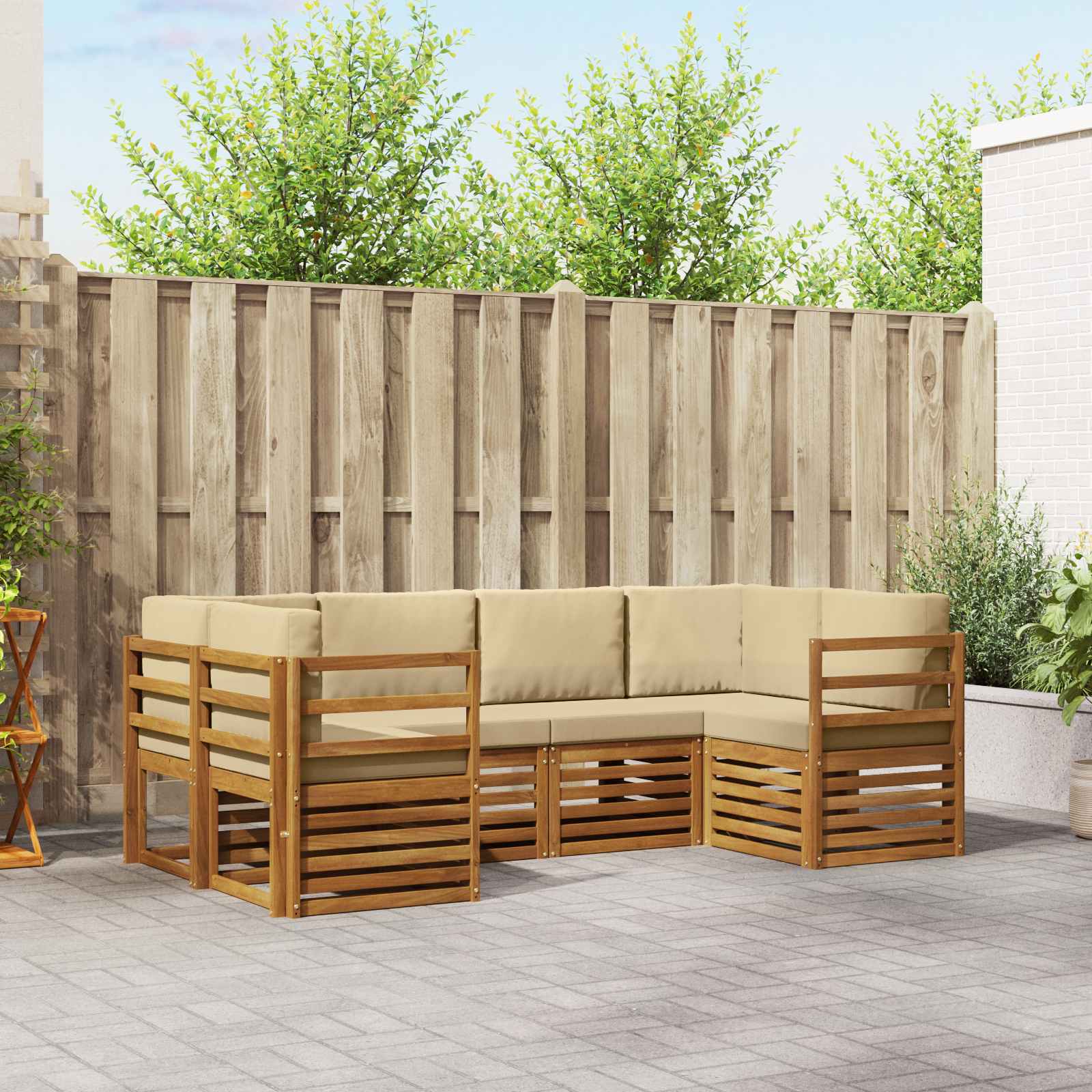 vidaXL Ecksofa Set mit Kissen 6 pcs Natur