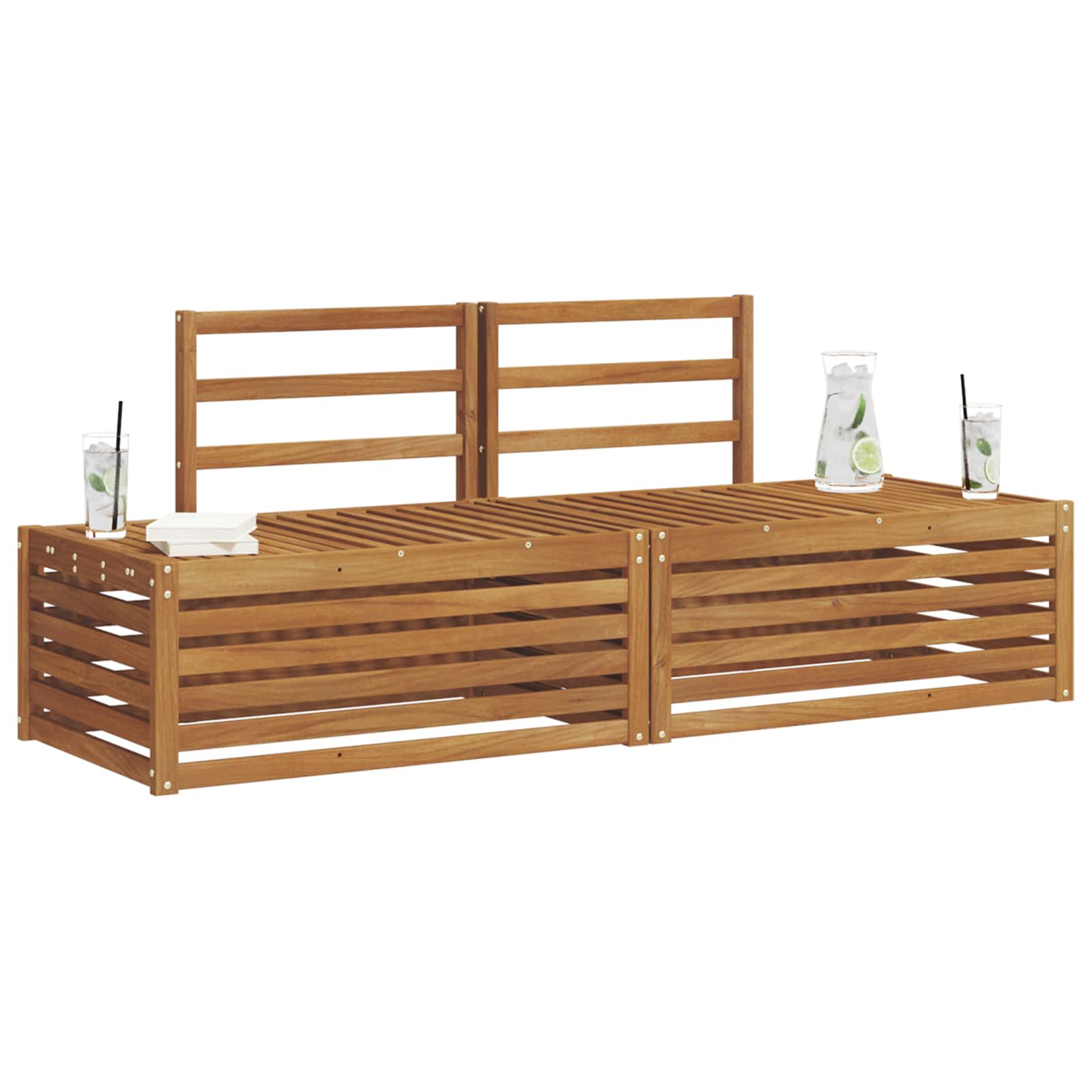vidaXL Outdoor-Sofagarnitur 2 Stück Natur 182,5 x 63 x 73 cm