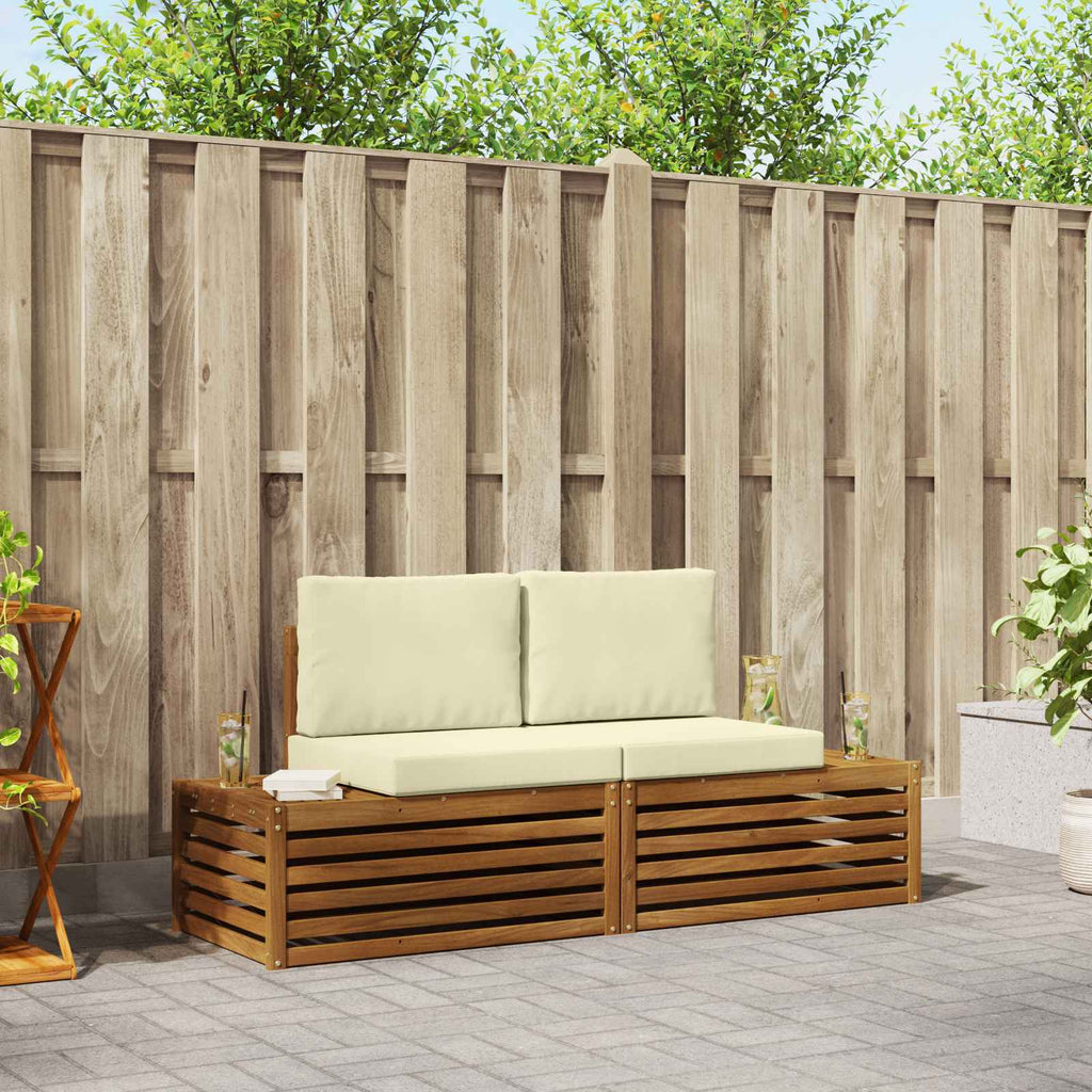 vidaXL Outdoor-Sofagarnitur mit Kissen 2 Stück Natur und Creme