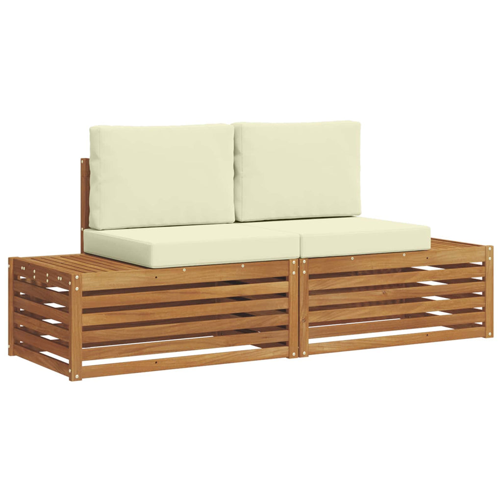 vidaXL Outdoor-Sofagarnitur mit Kissen 2 Stück Natur und Creme