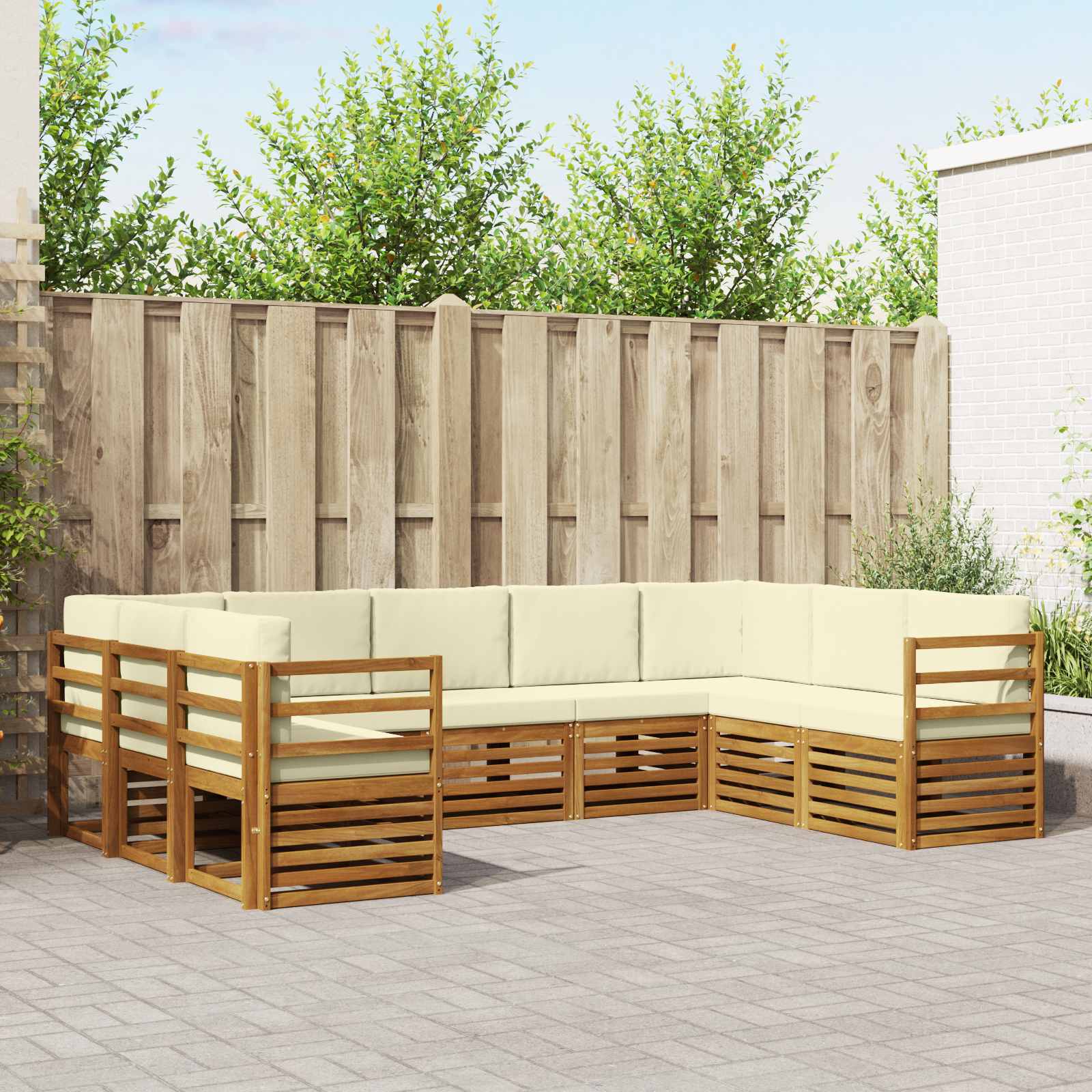 vidaXL Ecksofa Set mit Kissen 9 pcs Natur und Creme