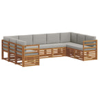 vidaXL Ecksofa Set mit Kissen 9 pcs Natürlich und Hellgrau