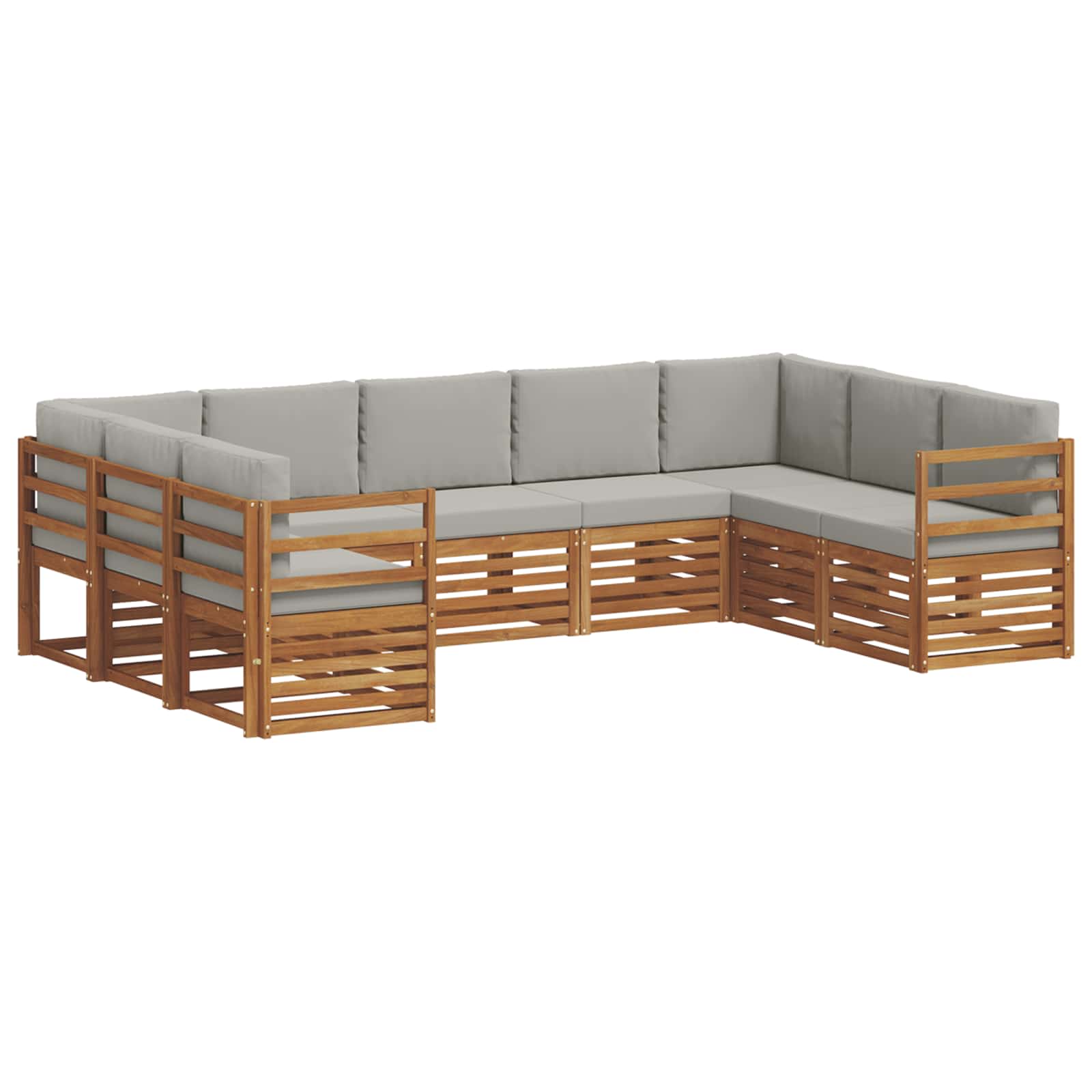 vidaXL Ecksofa Set mit Kissen 9 pcs Natürlich und Hellgrau