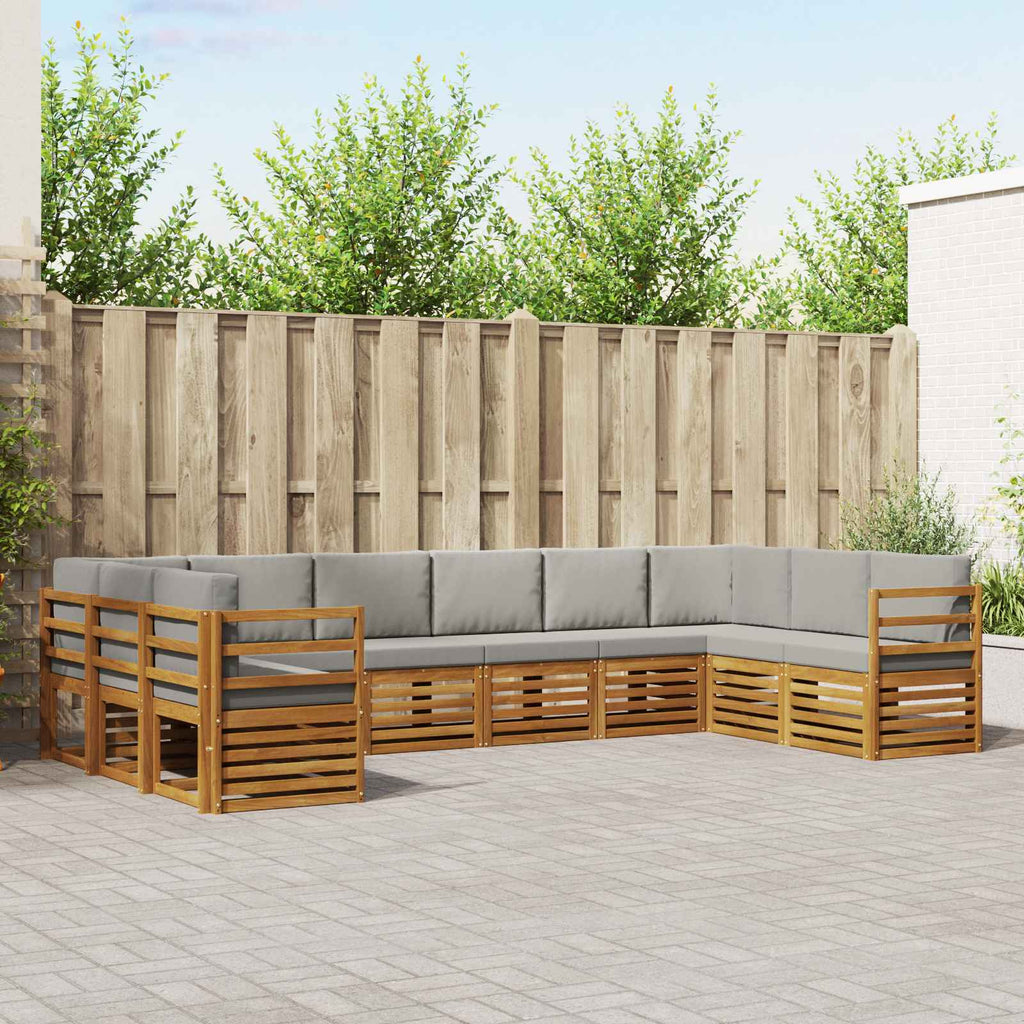 vidaXL Ecksofa Set mit Kissen 10 pcs Natürlich und Hellgrau