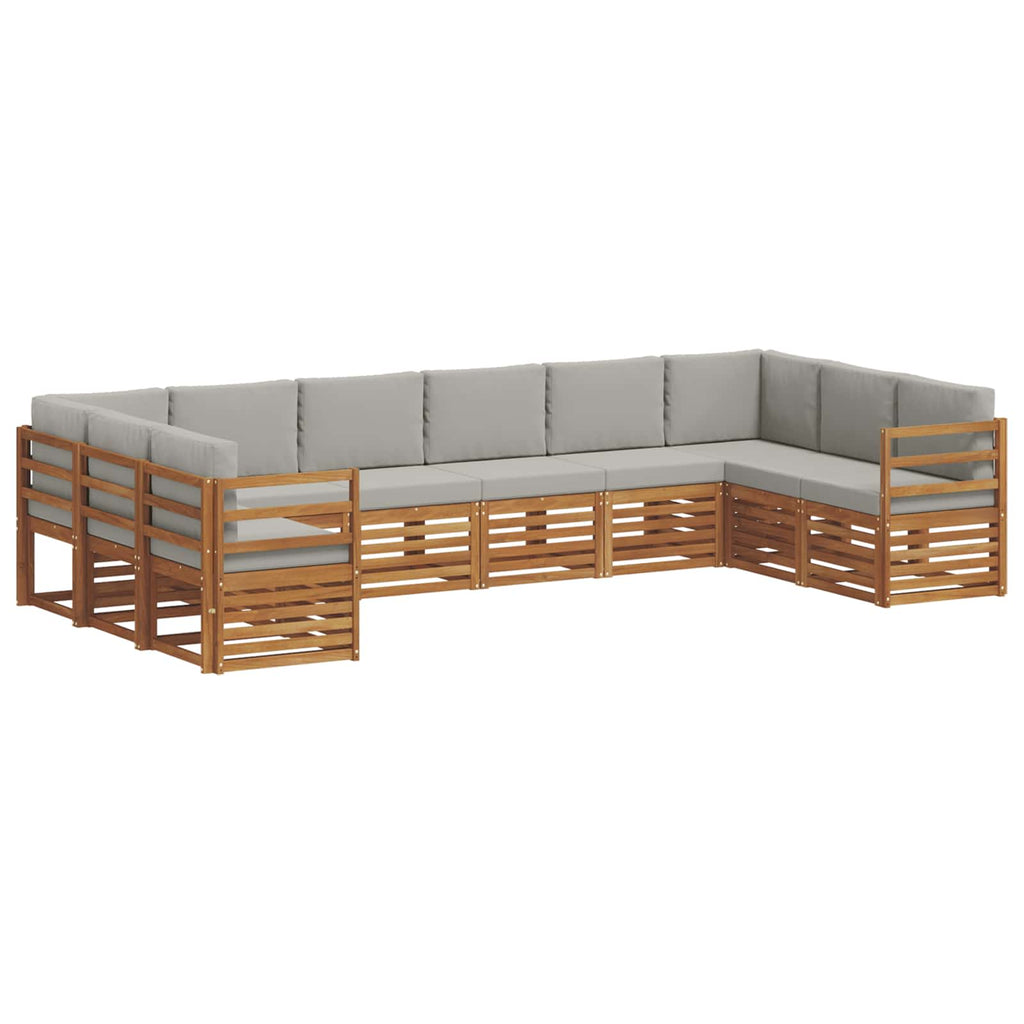 vidaXL Ecksofa Set mit Kissen 10 pcs Natürlich und Hellgrau