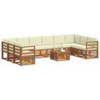vidaXL Outdoor-Sofagarnitur 11 pcs Natur und Creme Massivholz Akazie